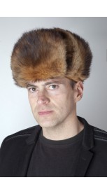 Mütze aus Iltis Pelz – russischer Stil - Braun